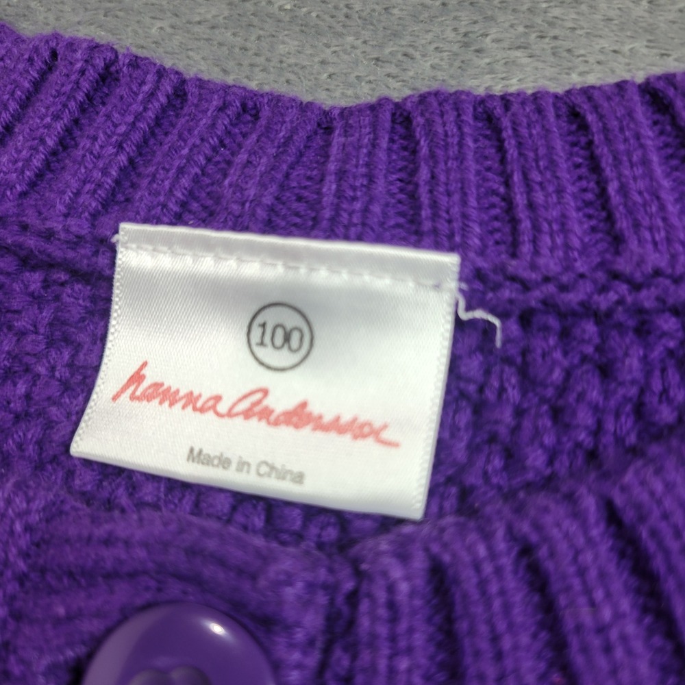 Hanna Andersson Girls Purple Plum Cardigan Sweater Bundle Size 100 3T 4T 2 Pack - Picture 3 of 12